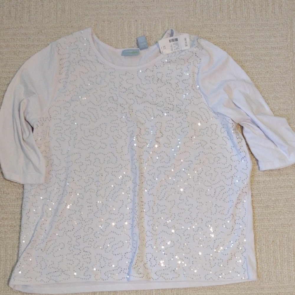White Sequin Embellished Top